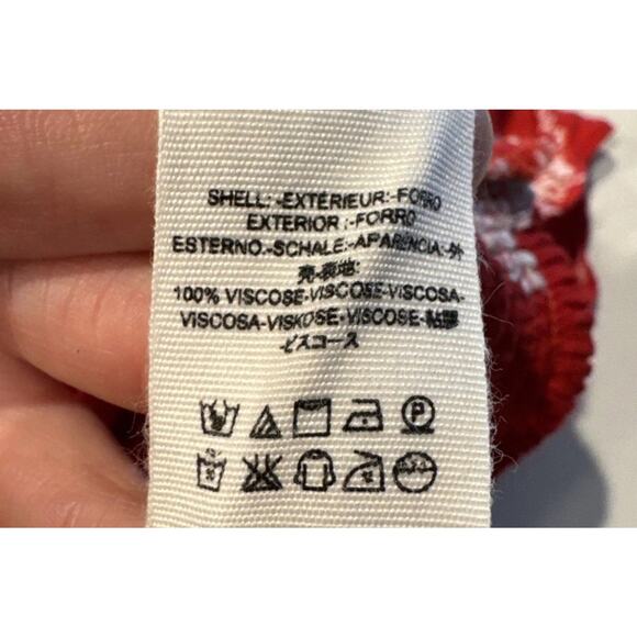 FREE PEOPLE ASO Nile River Red Floral Crop Top Women’s Size XS V Neck Shirred - Picture 7 of 7